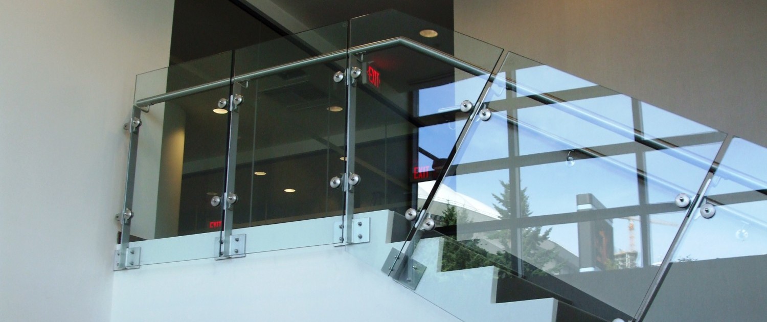 Custom glass and stainless steel railing installation